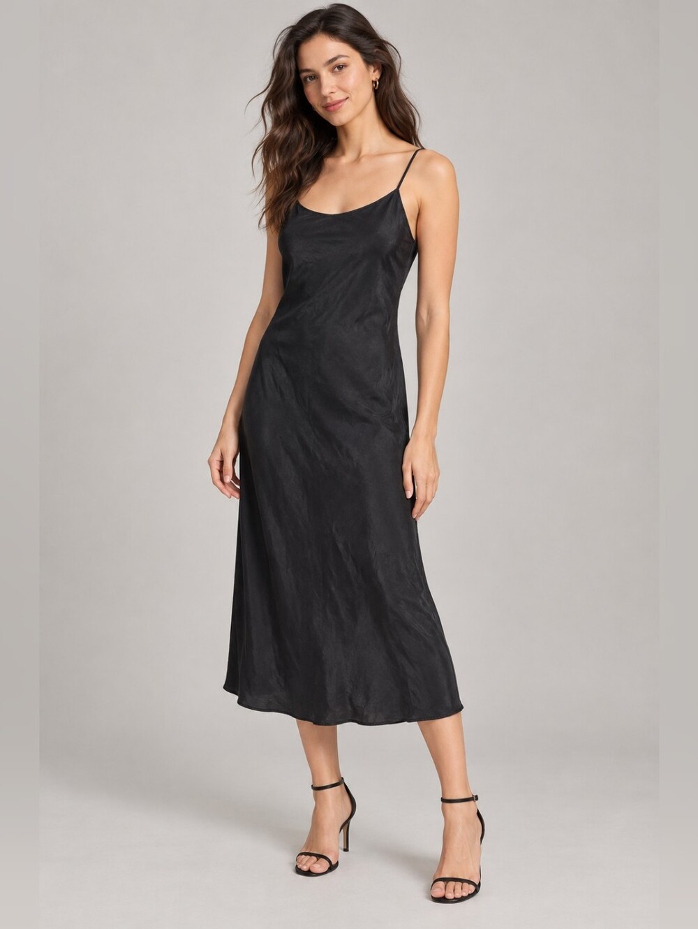 J.Crew Black Cupro Satin Midi Slip Dress Size 2